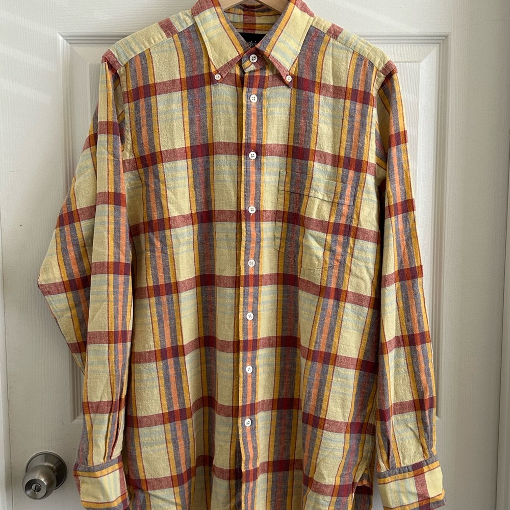 Drakes Madras Cotton-Linen Button-Down Shirt